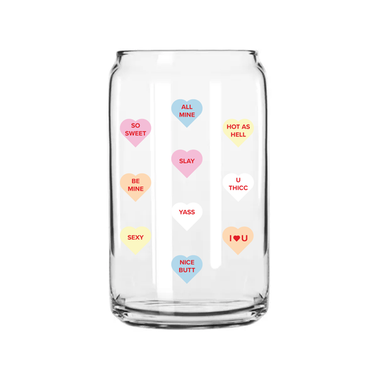 Valentine's Day Can Glass